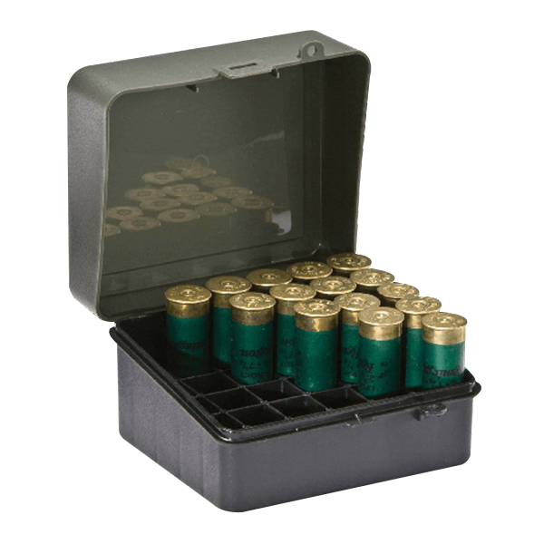Plano Synergy 12/16 Gauge 25 Round Flip-Top Shotshell Case, Olive Drab Green/Black - 121701 - Plano