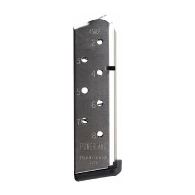 Chip McCormick Power Mag .45 ACP 8 Round 1911 Magazine, Stainless Steel - 14131 - Chip Mccormick