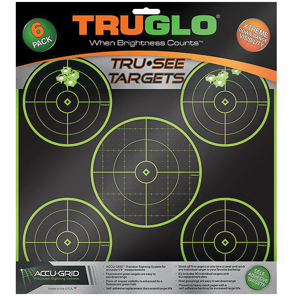 TruGlo Tru See 12" x 12" Splatter 5-Bullseye Target, 6/pack - TG11A6 - Truglo