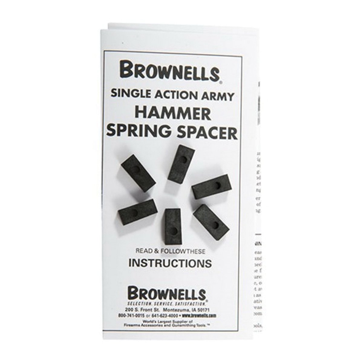 Brownells 6-Pack Hammer Spring Spacer Fits Colt Single Action Army, Black