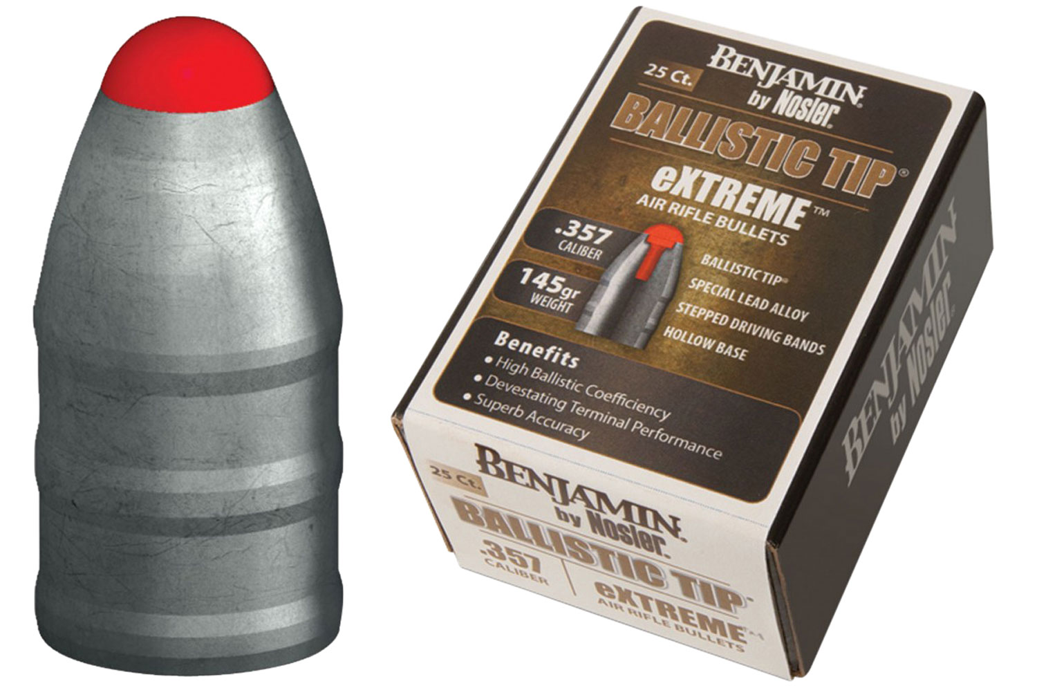Benjamin Sheridan Nosler Extreme .357 Ballistic Tip Pellet, 25/pack - BPN357 - Benjamin