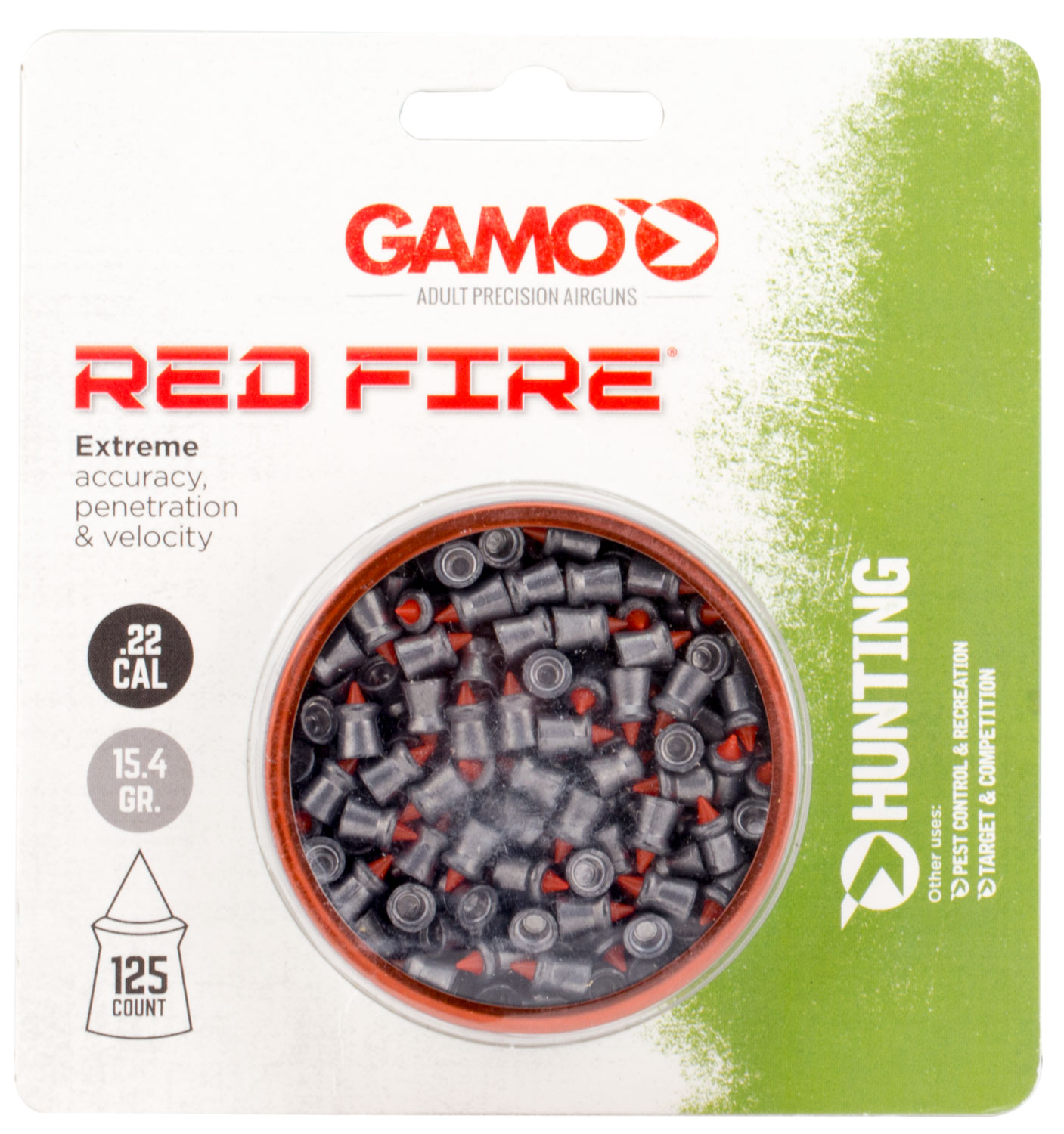 Gamo Outdoor Red Fire .22 15.43 gr Diamond Shaped Pellet, 125/pack - 632270454 - Gamo Outdoor