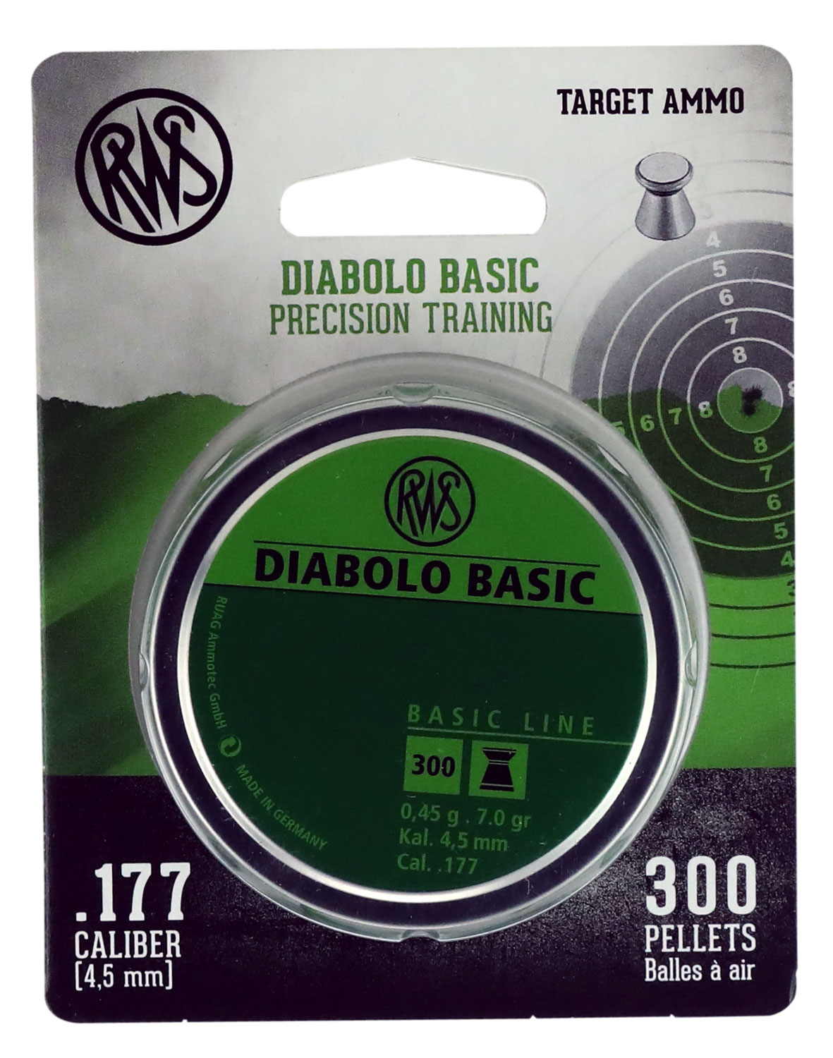 Umarex RWS Diabolo .177 7 gr Wadcutter Pellet, 300/Tin - 2317398 - Rws
