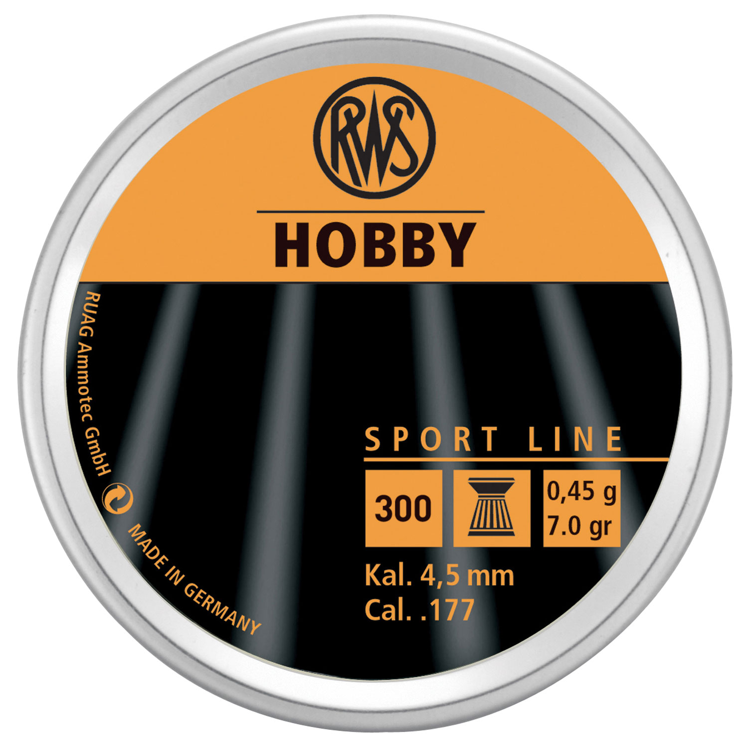 Umarex RWS Hobby .177 7 gr Wadcutter Pellet, 300/Tin - 2317400 - Walther