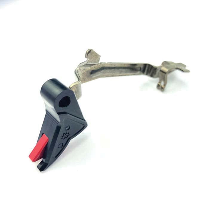 Cross Armory Drop-in Enhanced Flat Faced Trigger for Glock Gen 1 to 4 Pistol, Anodized Black/Red - CRGTDI - Cross Armory