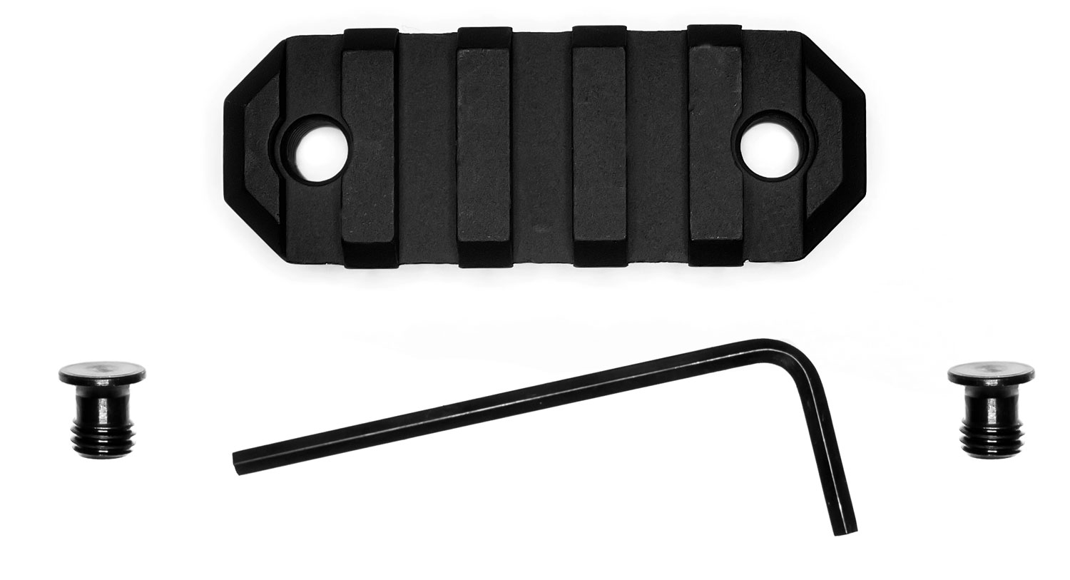 GrovTec KeyMod Aluminum 5-Slot Picatinny Rail, 2.2" L, Type III Anodized Black - GTSW227 - Grovtec Us Inc