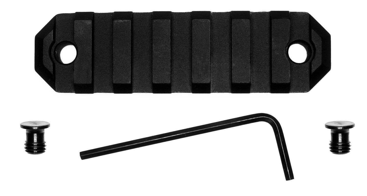 GrovTec KeyMod Aluminum 7-Slot Picatinny Rail, 3" L, Type III Anodized Black - GTSW228 - Grovtec Us Inc