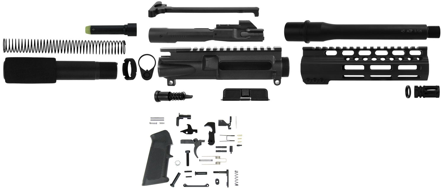 Tacfire Build Kit w/ LPK 7.5" Nitride Black Barrel for AR-15 45 ACP Complete Pistol - SSPK45ACPLPK - Tacfire