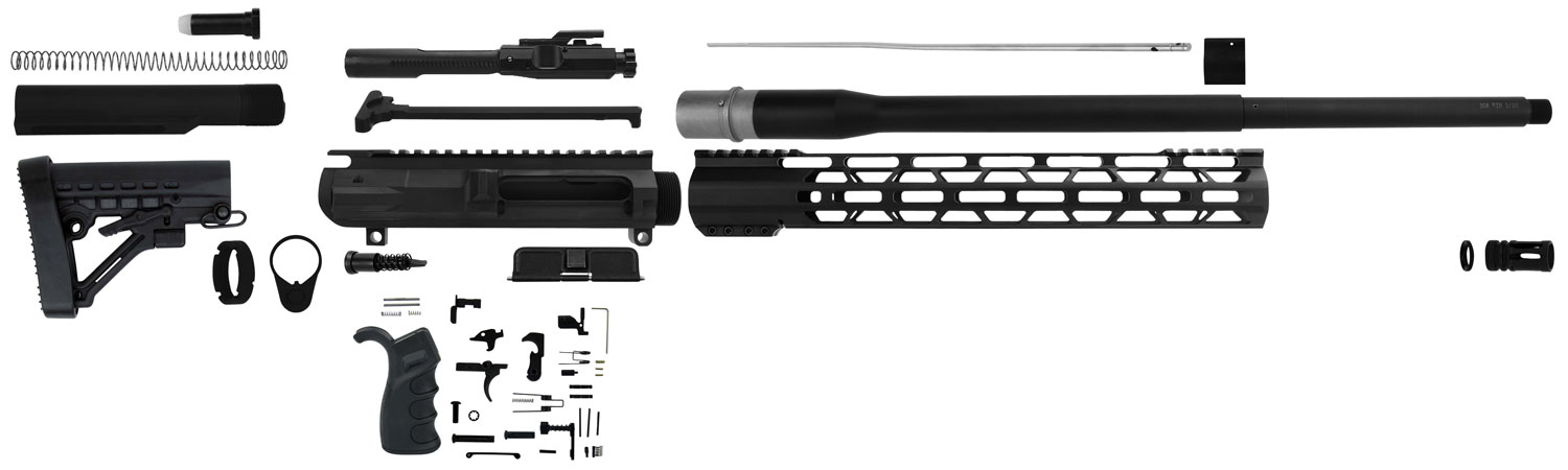 Tacfire Build Kit w/ 20" Anodized Black Barrel for AR-10 308 Winchester Rifle - SSRK308LPK20BN - Tacfire
