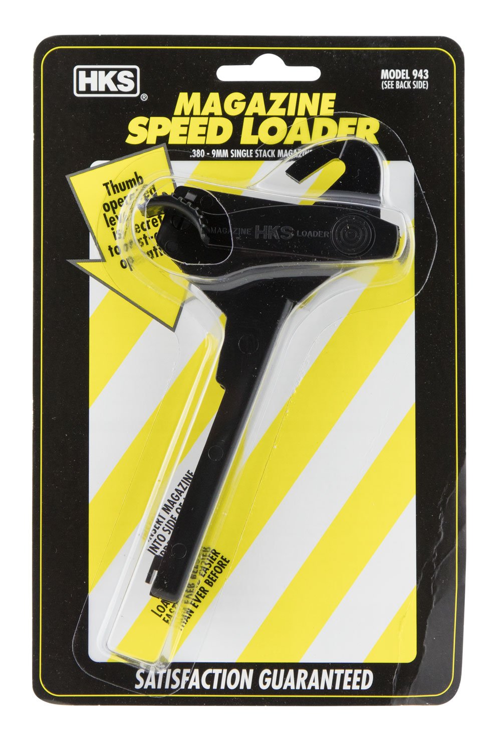 HKS Single Stack 9mm/.380 Plastic Adjustable Magazine Speedloader, Black - 943 - H&K