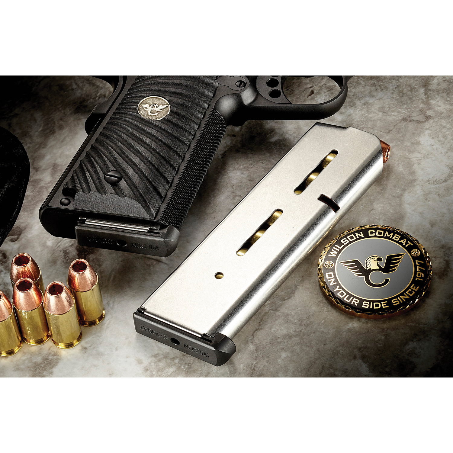 Wilson Combat 8 Round .45 ACP 1911 Detachable Magazine w/ Low-Profile Steel Base Pad, Stainless Steel - 500C