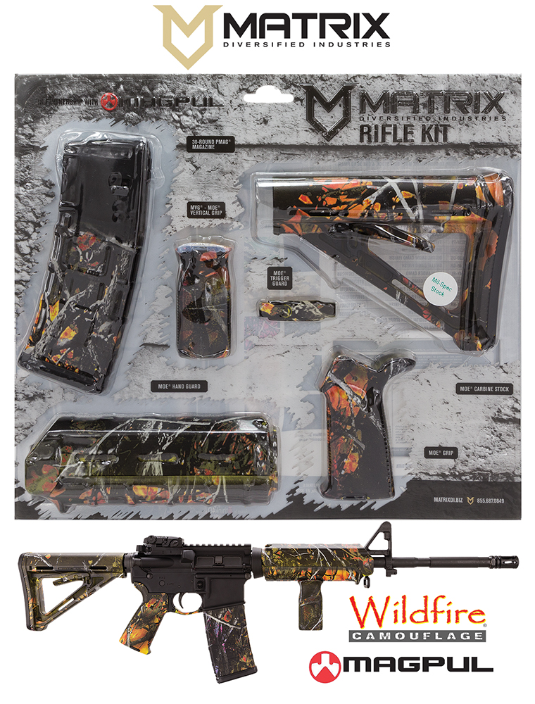 Matrix Diversified Industry Mil-Spec Magpul MOE Furniture Kit, Wildfire Camo - MAGMIL42WF - Mdi