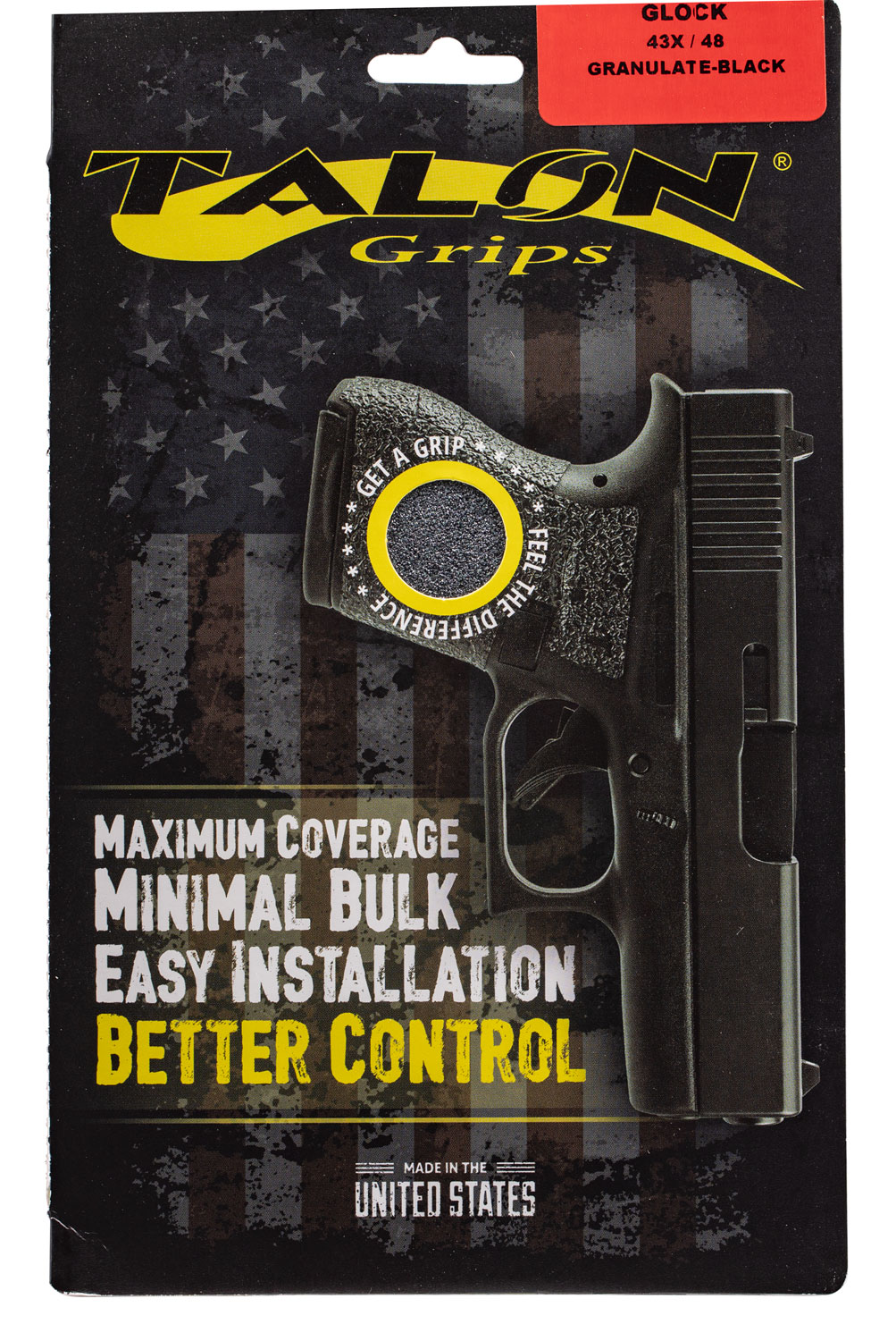 Talon Grips Granulate Pistol Grip for Glock 48/43X, Black - 385G - Talon Grips