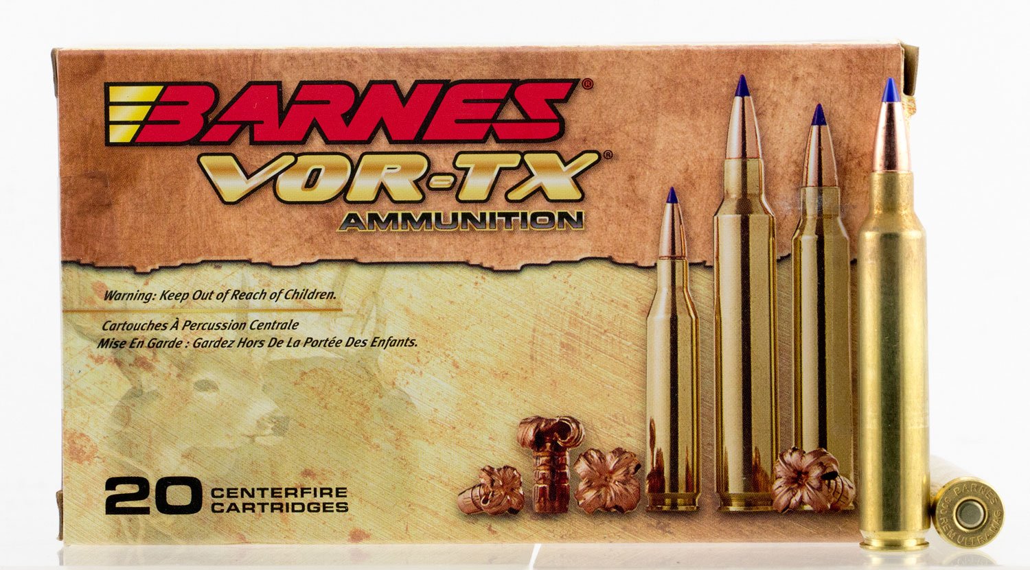 Barnes Bullets VOR-TX 180 gr Tipped TSX Boat Tail .300 RUM Ammo, 20/box - 21539 - Barnes