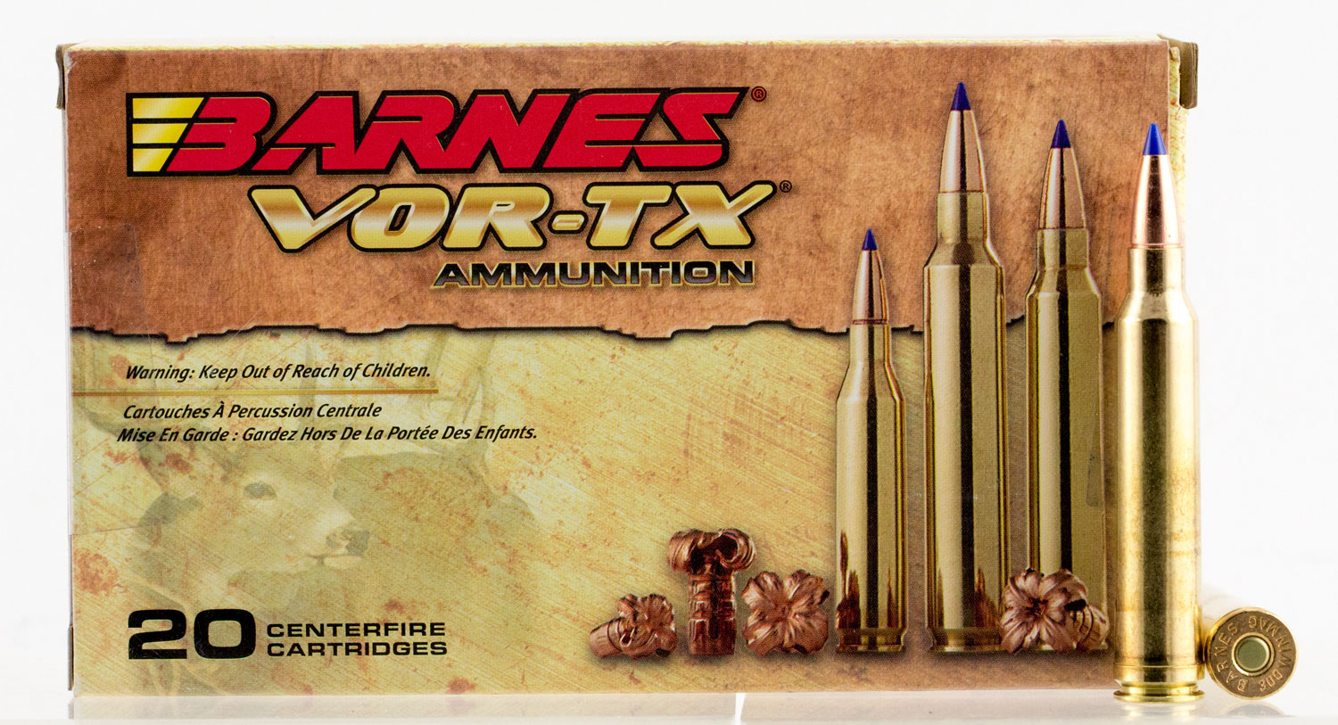 Barnes Bullets VOR-TX 150 gr Tipped TSX Boat Tail .300 Win Mag Ammo, 20/box - 21569 - Barnes