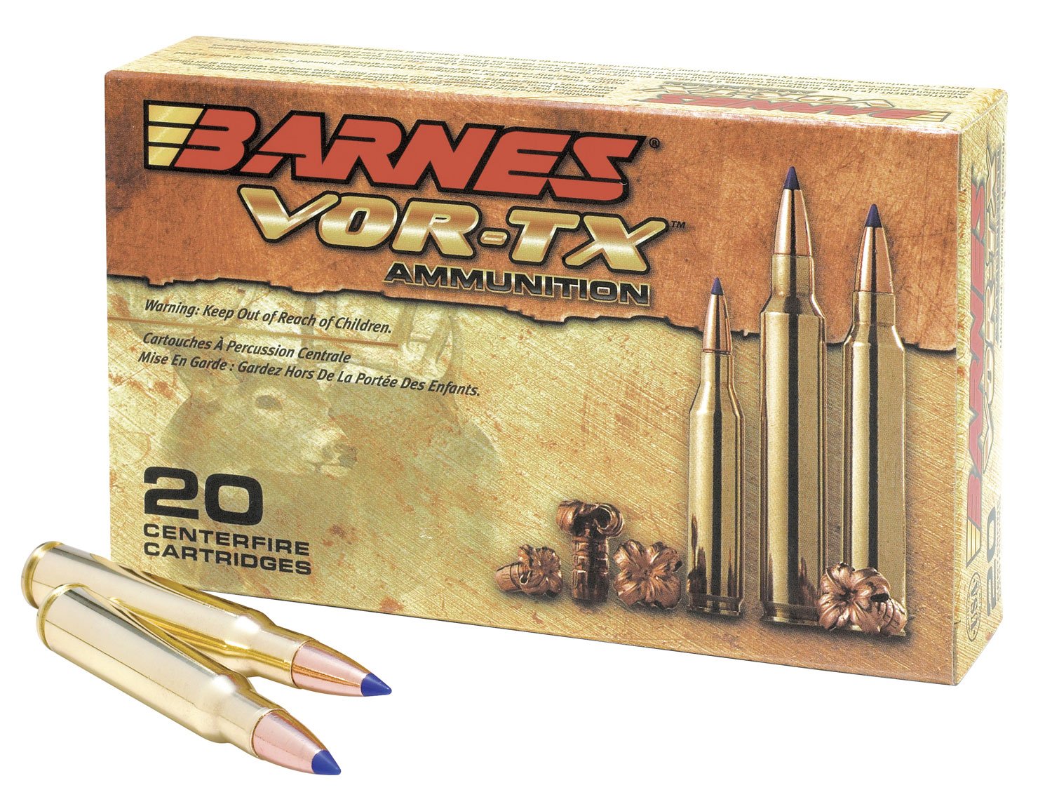 Barnes Bullets VOR-TX 168 gr Tipped TSX Boat Tail .308 Win Ammo, 20/box - 21541 - Barnes