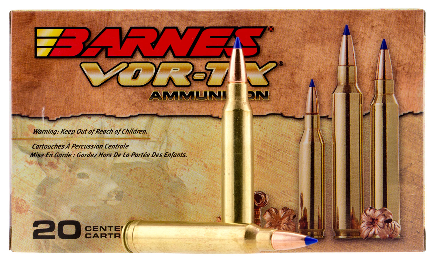 Barnes Bullets VOR-TX 130 gr Tipped TSX Boat Tail .308 Win Ammo, 20/box - 30816 - Barnes