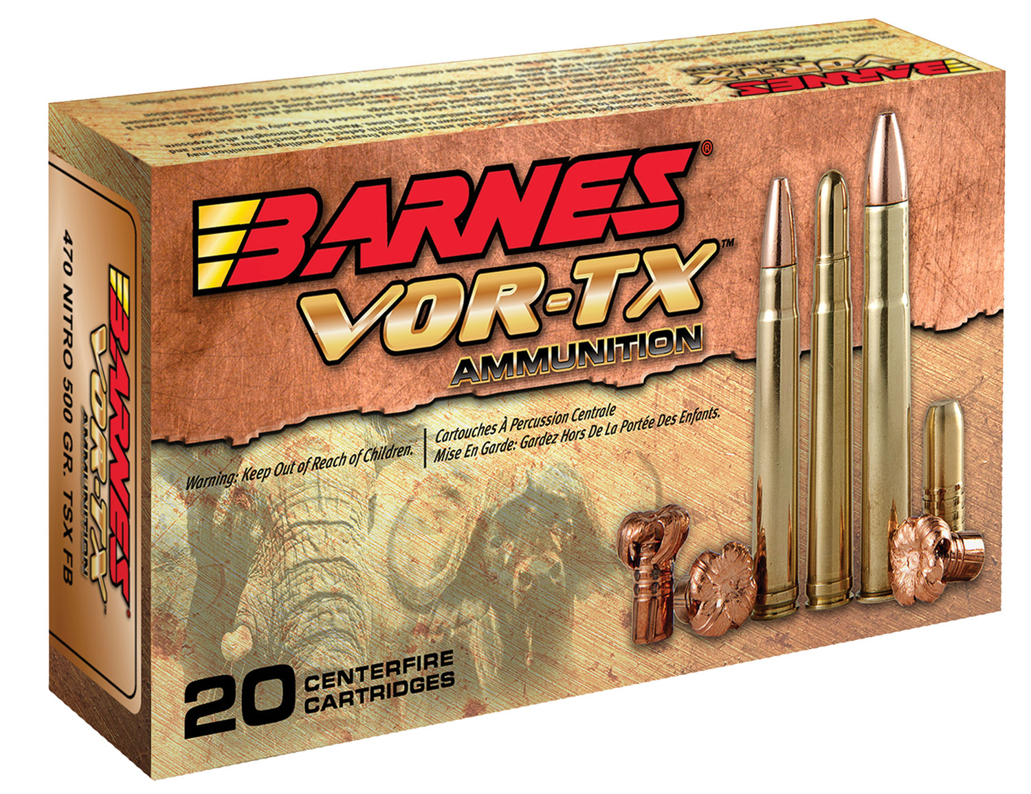 Barnes Bullets VOR-TX 50 gr TSX Flat Base .25-250 Rem Ammo, 20/box - 22008 - Barnes
