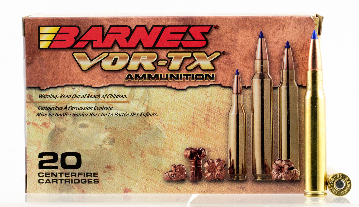 Barnes Bullets VOR-TX 150 gr Tipped TSX Boat Tail .30-06 Spfld Ammo, 20/box - 21531 - Barnes