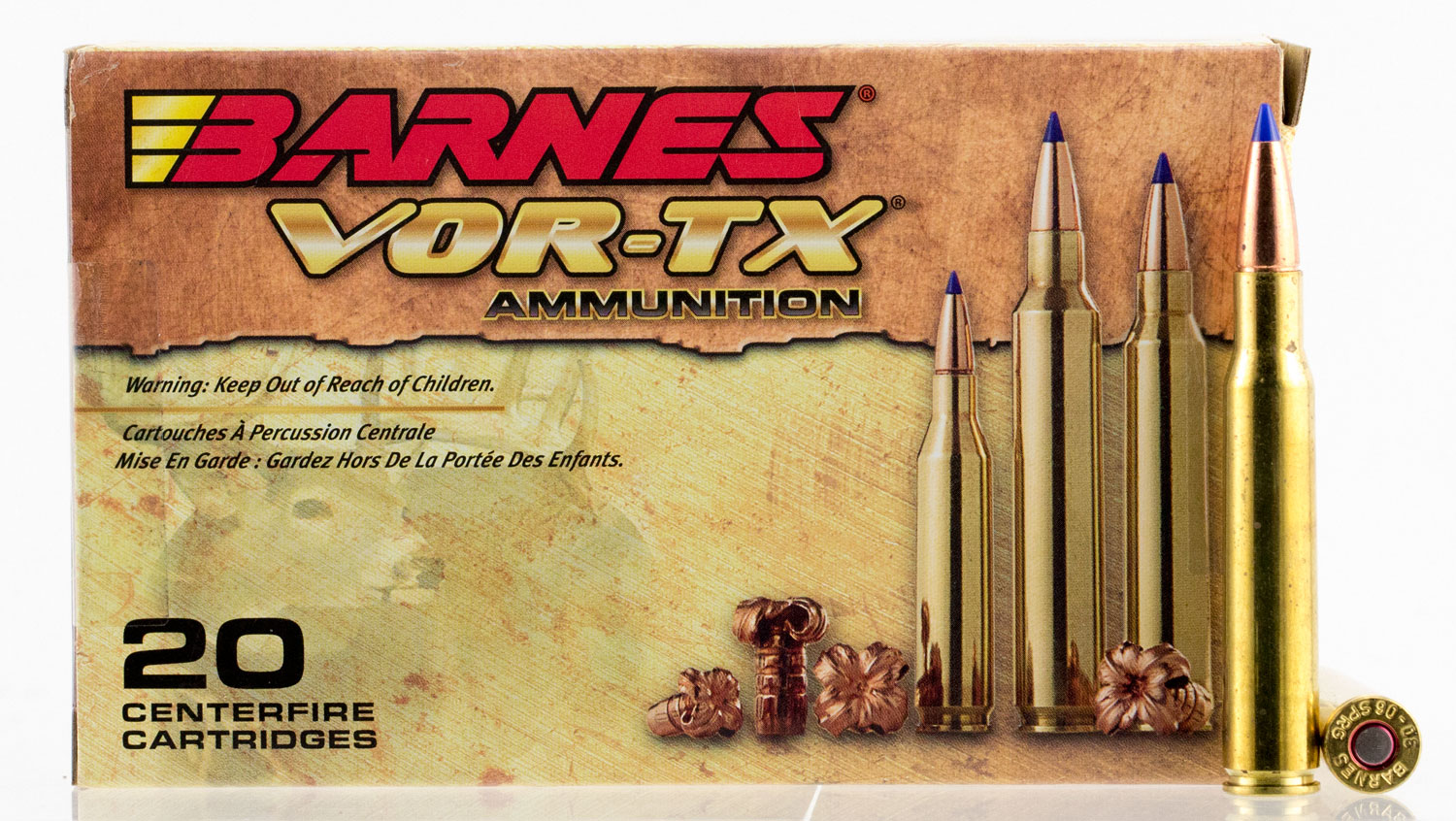 Barnes Bullets VOR-TX 168 gr Tipped TSX Boat Tail .30-06 Spfld Ammo, 20/box - 21565 - Barnes