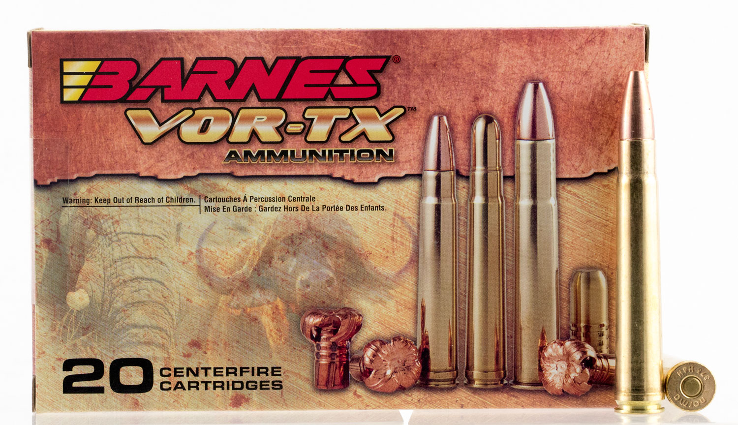 Barnes Bullets VOR-TX Safari 300 gr TSX Flat Base .375 H&H Mag Ammo, 20/box - 22014 - Barnes