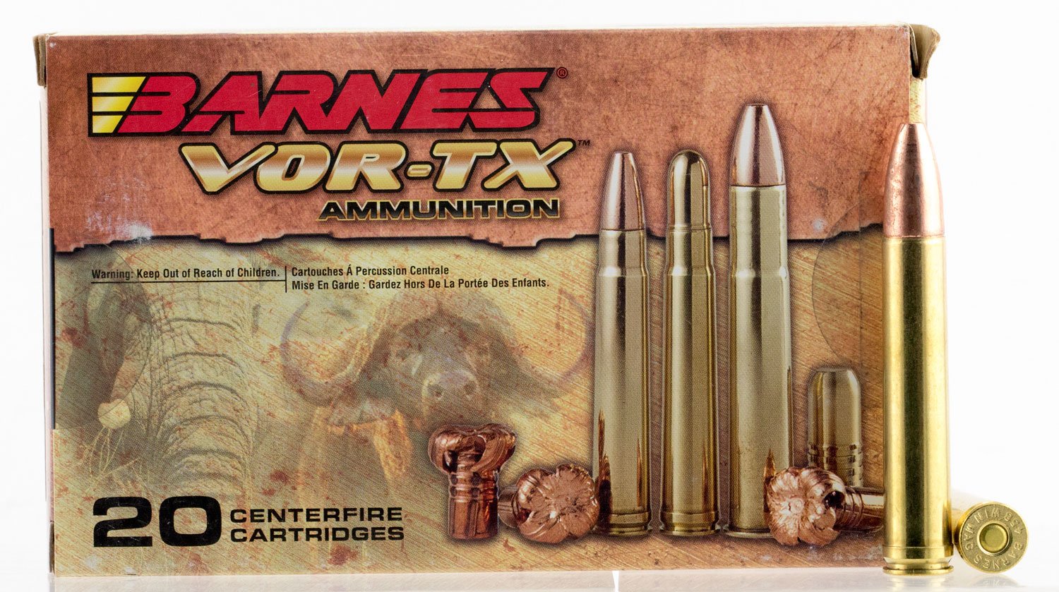 Barnes Bullets VOR-TX Safari 450 gr TSX Flat Base .458 Win Mag Ammo, 20/box - 22022 - Barnes