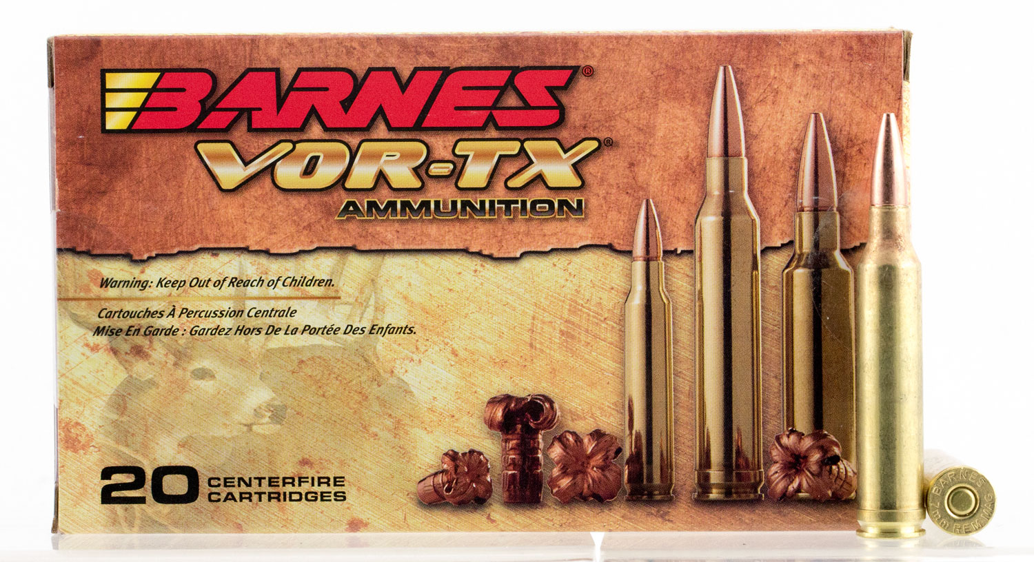 Barnes Bullets VOR-TX 160 gr TSX Boat Tail 7mm Rem Mag Ammo, 20/box - 21529 - Barnes