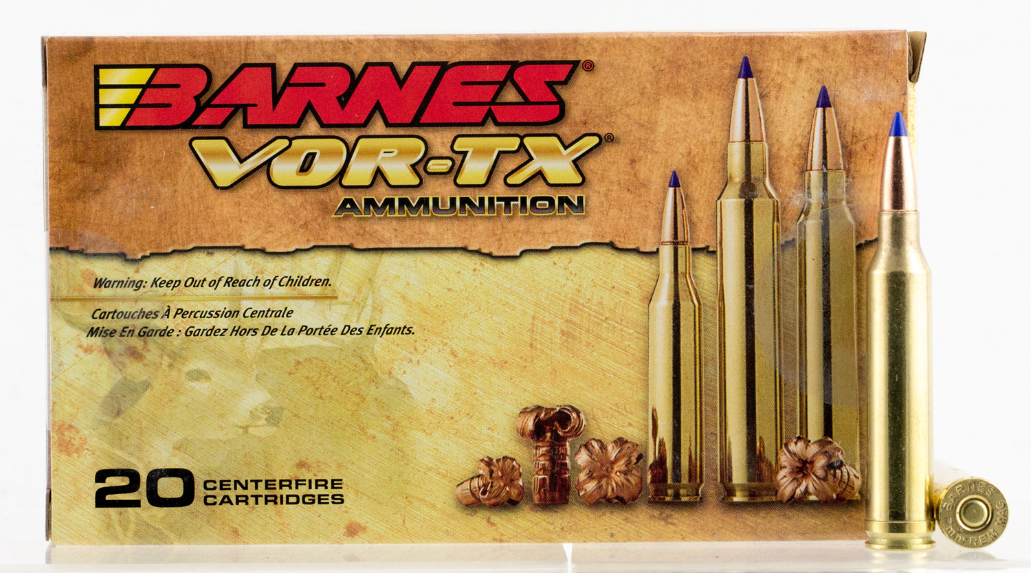 Barnes Bullets VOR-TX 150 gr Tipped TSX Boat Tail 7mm Rem Mag Ammo, 20/box - 21563 - Barnes