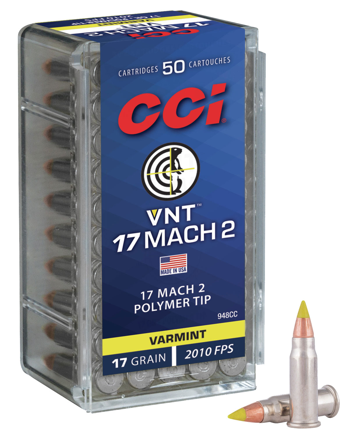 CCI 17 gr VNT .17 Mach 2 Ammo, 50/box - 948CC - Cci