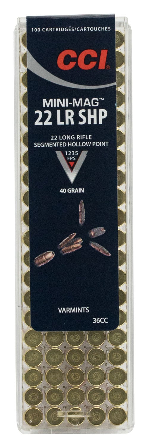 CCI Mini-Mag 40 gr Segmented Hollow Point .22lr Ammo, 100/box - 36CC - Cci