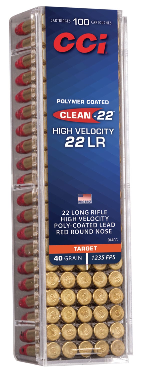 CCI Clean-22 High Velocity 40 gr Red Lead Round Nose .22lr Ammo, 100/box - 944CC - Cci