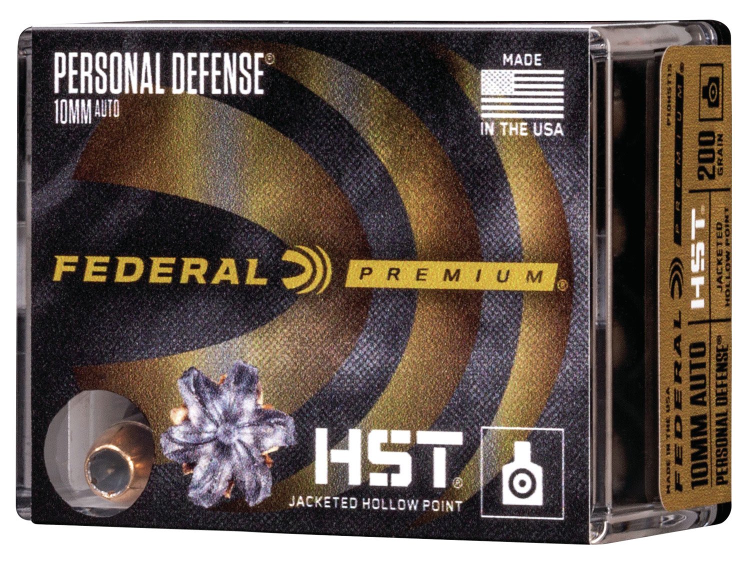 Federal Premium Personal Defense 200 gr HST Jacketed Hollow Point 10mm Ammo, 20/box - P10HST1S - Federal