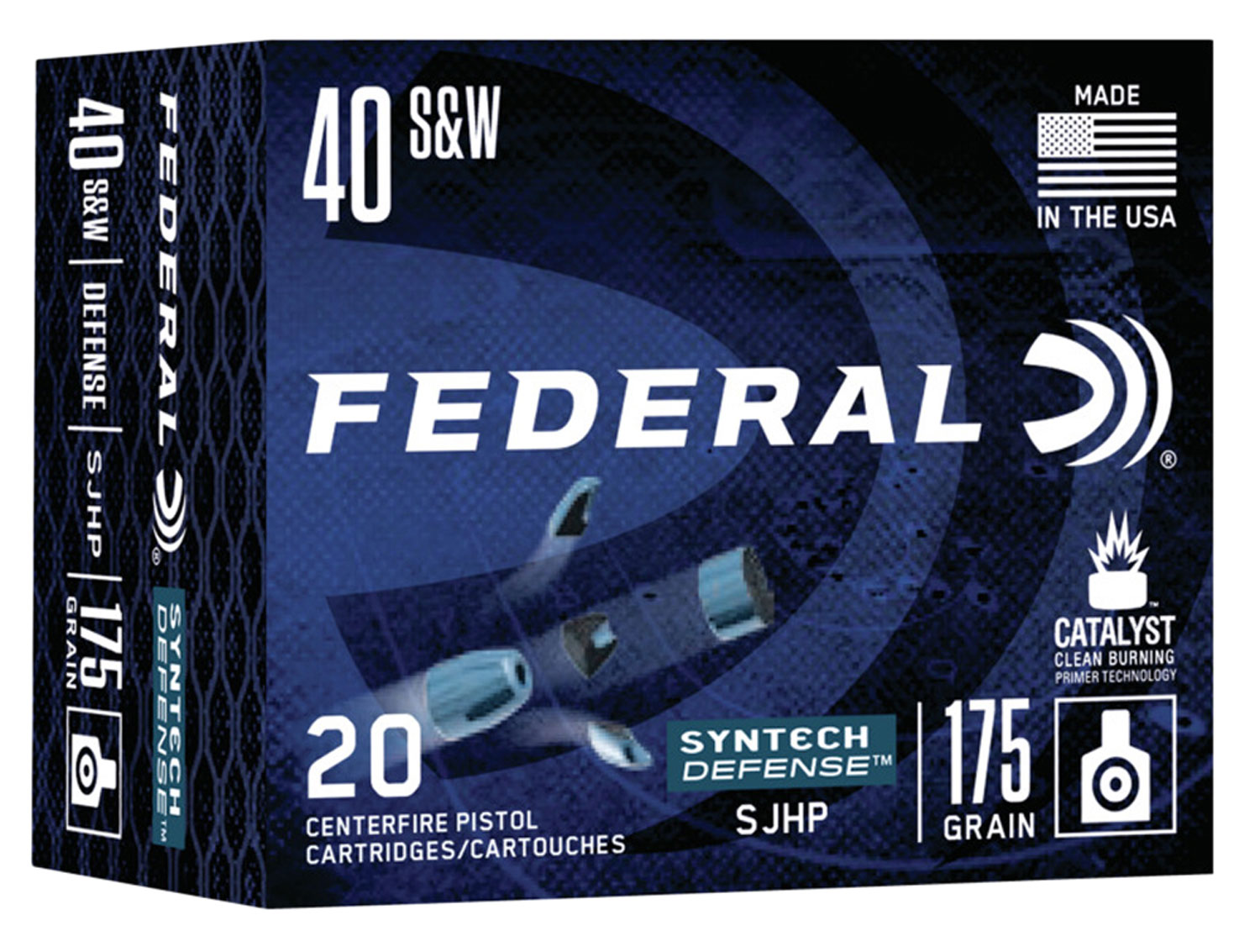 Federal Syntech Defense 175 gr Segmented Hollow Point .40 S&W Ammo, 20/box - S40SJT1