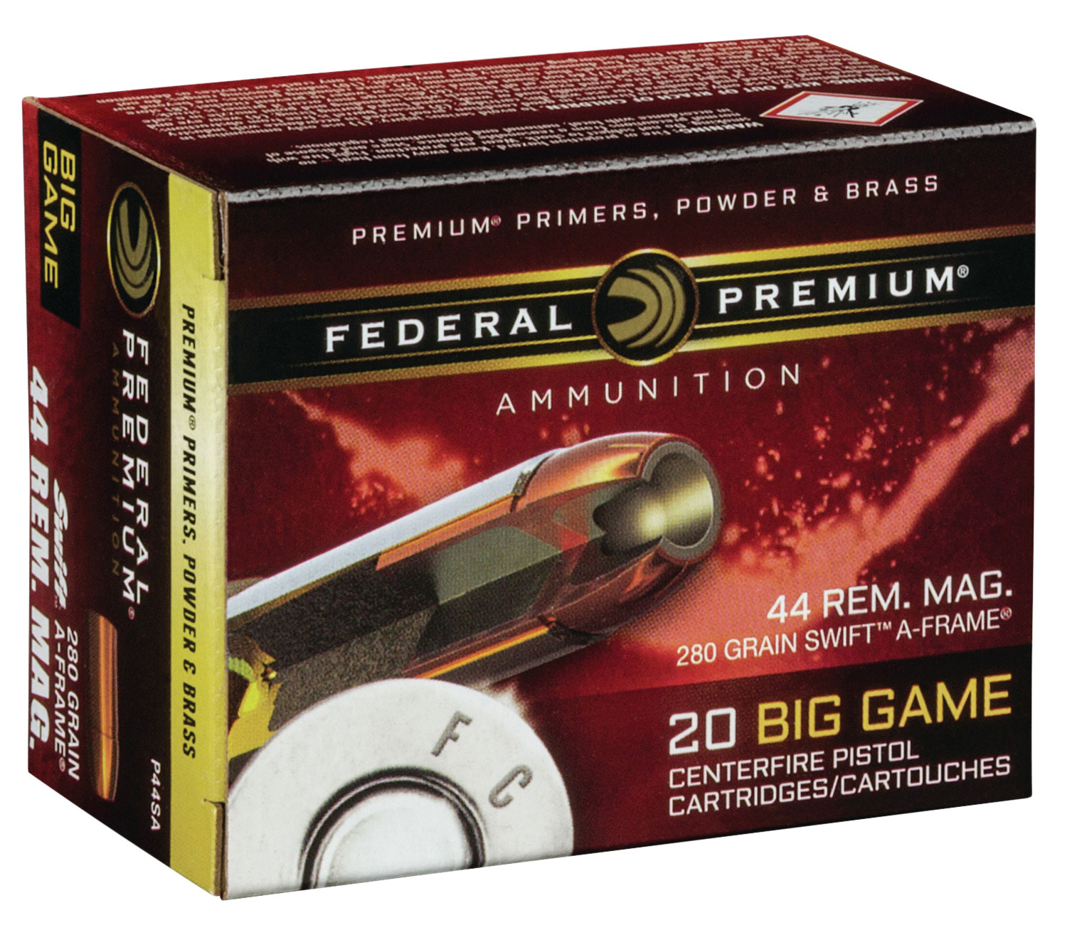 Federal Premium 280 gr Swift A-Frame .44 Rem Mag Ammo, 20/box - P44SA - Federal