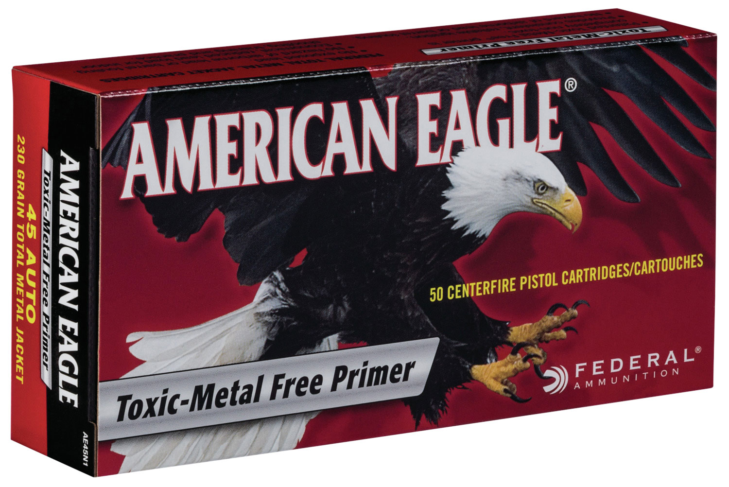 Federal American Eagle Indoor Range Training 230 gr Full Metal Jacket .45 ACP Ammo, 50/box - AE45N1 - Federal