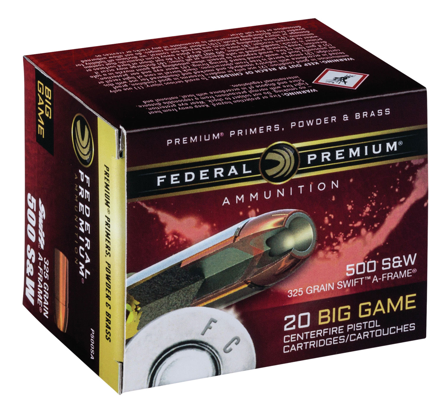 Federal Premium 325 gr Swift A-Frame .500 S&W Ammo, 20/box - P500SA