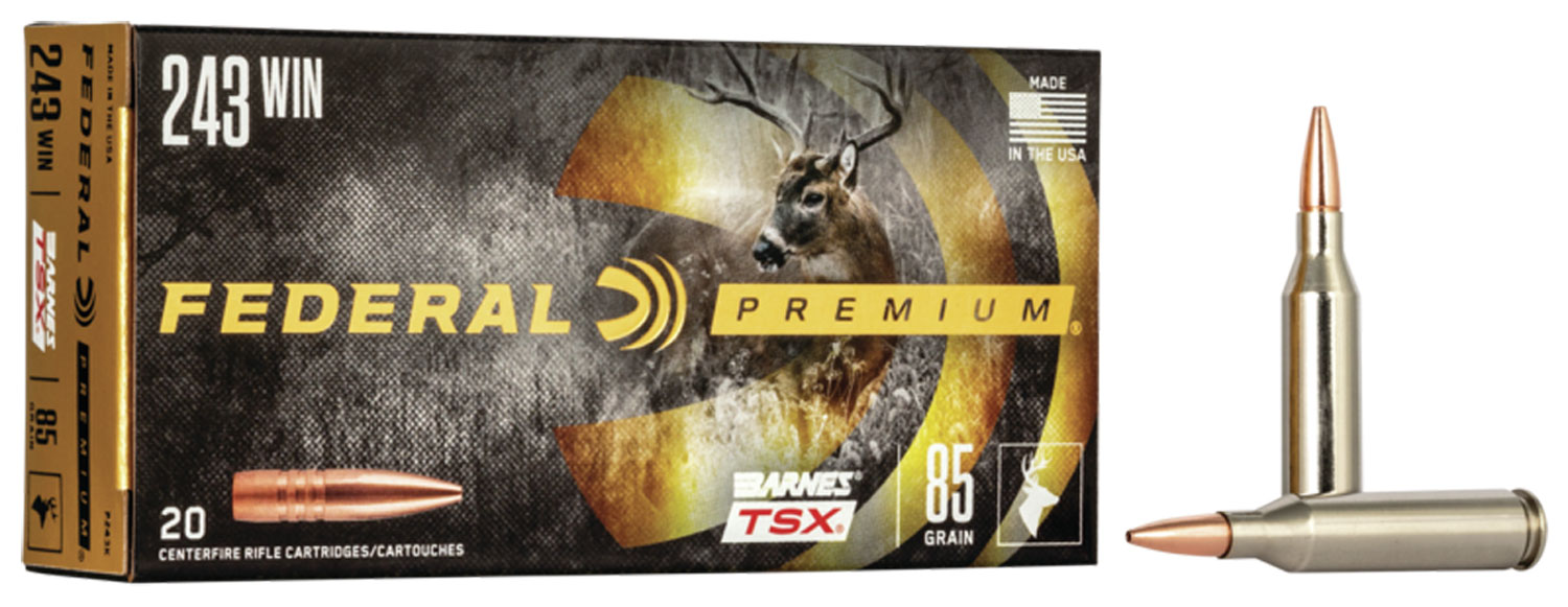 Federal Premium Barnes TSX 85 gr Triple-Shock X .243 Win Ammo, 20/box - P243K - Federal
