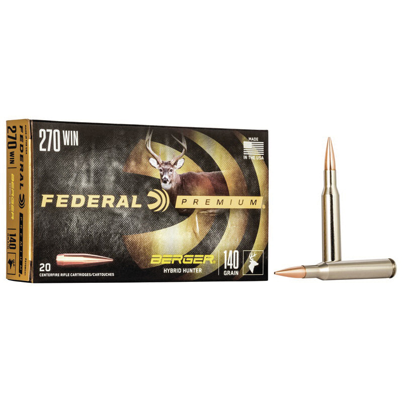 Federal Premium Hunter 140 gr Berger Hybrid .270 Win Ammo, 20/box - P270BCH1 - Federal