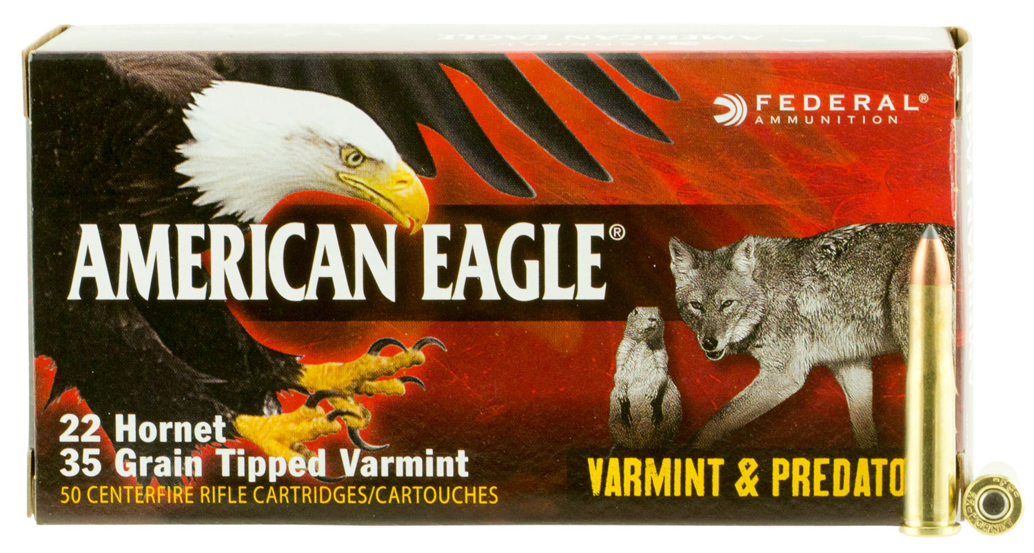 Federal American Eagle Varmint and Predator 35 gr Tipped Varmint .22 Hornet Ammo, 50/box - AE22H35TVP