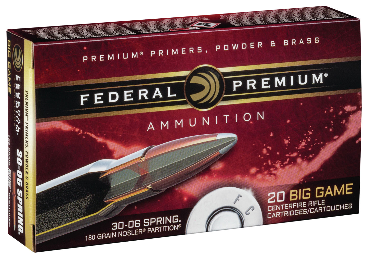 Federal Premium 180 gr Nosler Partition .30-06 Spfld Ammo, 20/box - P3006F - Federal