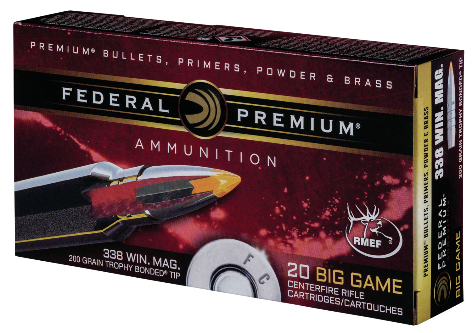 Federal Premium 200 gr Trophy Bonded Tip .338 Win Mag Ammo, 20/box - P338TT2 - Federal