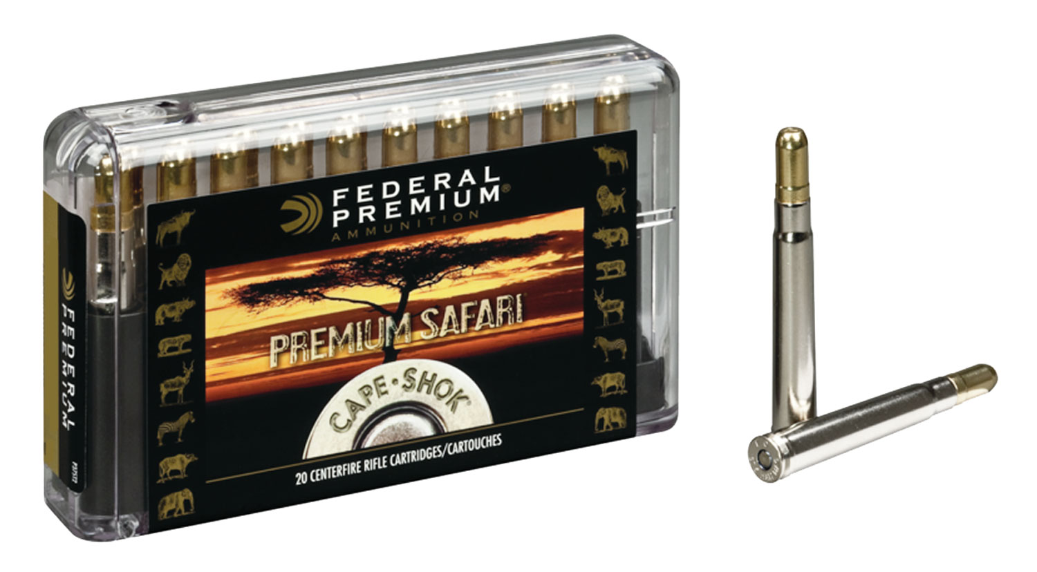 Federal Premium Safari Cape-Shok 500 gr Trophy Bonded Sledgehammer Solid .458 Lott Ammo, 20/box - P458LT2 - Federal