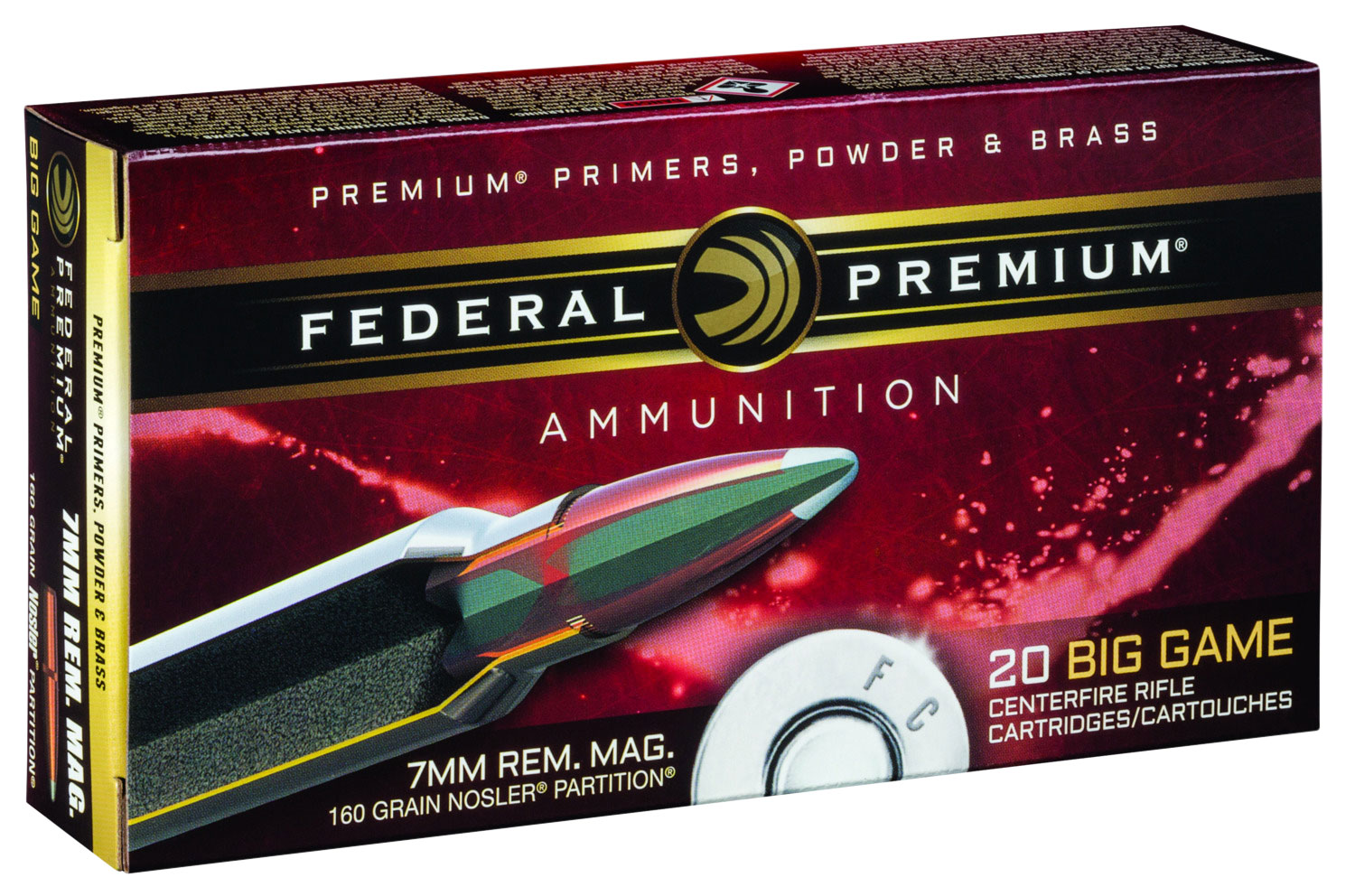 Federal Premium 160 gr Nosler Partition 7mm Rem Mag Ammo, 20/box - P7RF - Federal