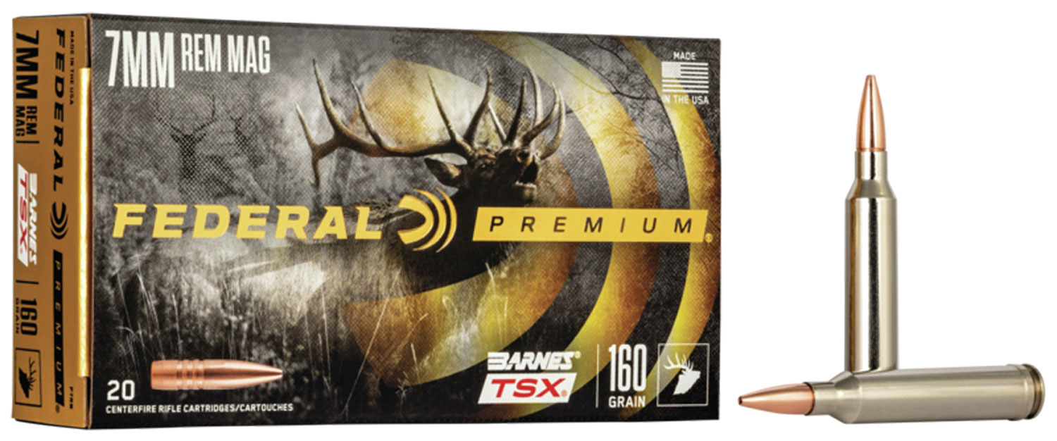 Federal Premium Barnes TSX 160 gr Triple-Shock X 7mm Rem Mag Ammo, 20/box - P7RN - Federal