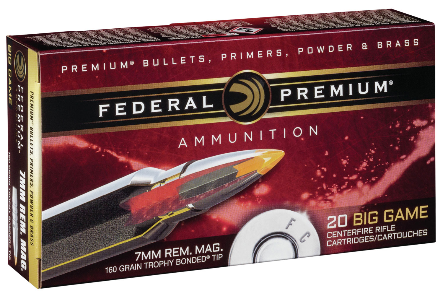 Federal Premium 160 gr Trophy Bonded Tip 7mm Rem Mag Ammo, 20/box - PR7TT1 - Federal