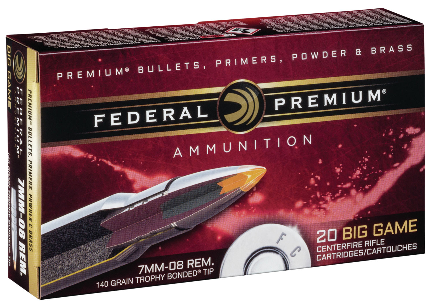 Federal Premium 140 gr Trophy Bonded Tip 7mm-08 Rem Ammo, 20/box - P708TT2 - Federal