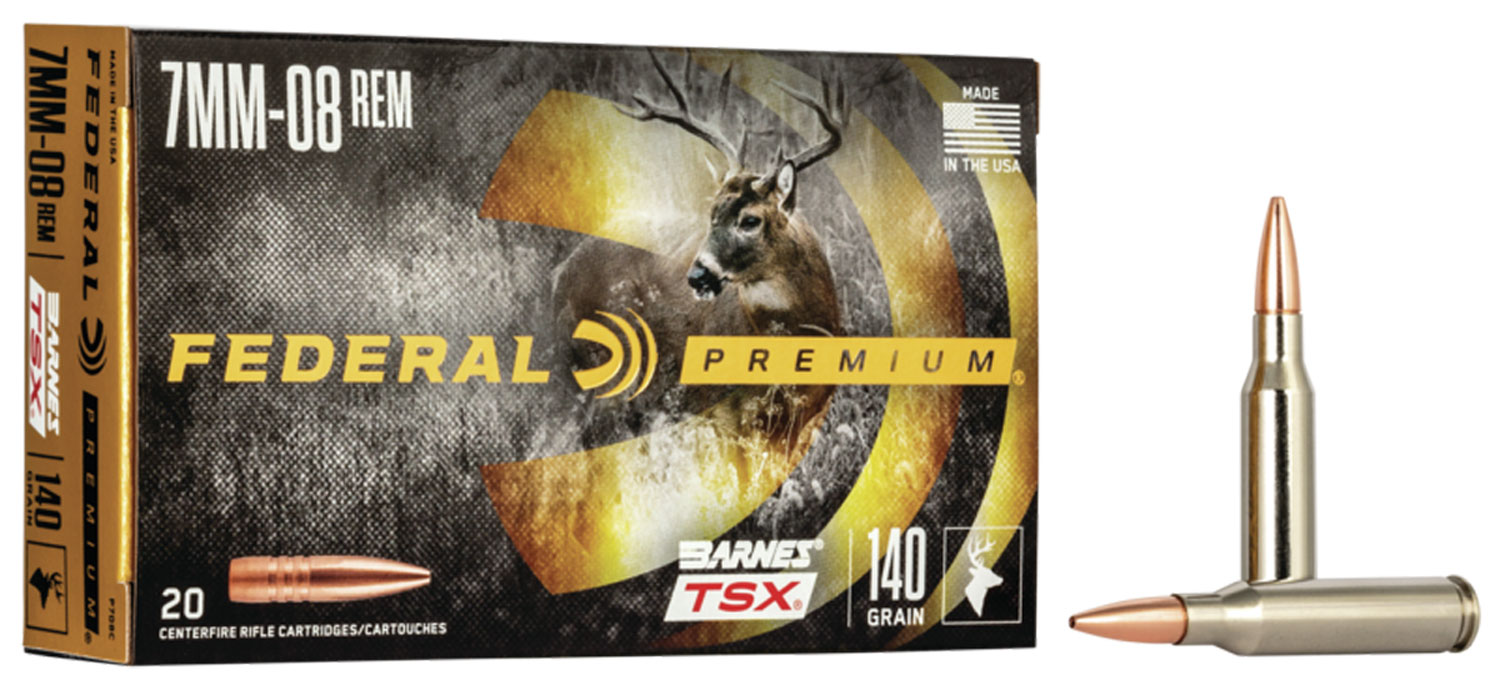Federal Premium Barnes TSX 140 gr Triple-Shock X 7mm-08 Rem Ammo, 20/box - P708C - Federal