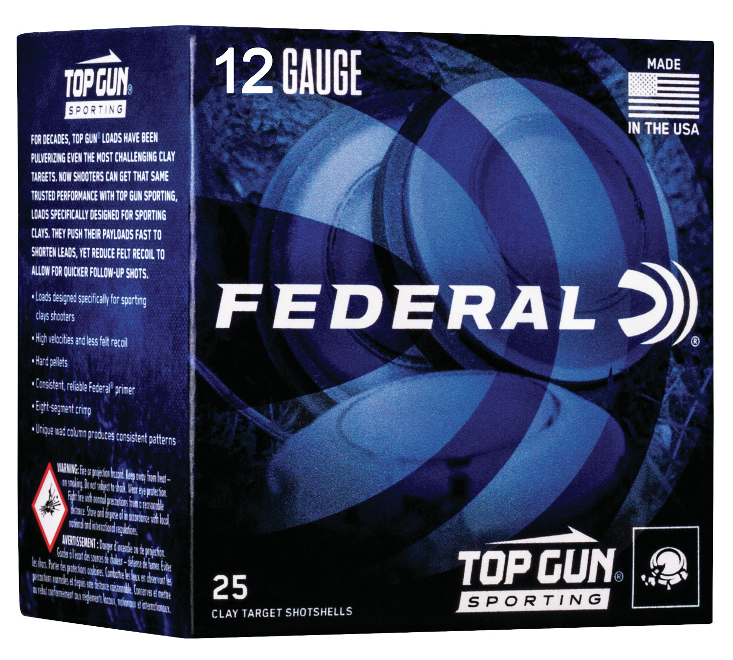 Federal Top Gun Sporting 2.75" 12 Gauge Ammo 7-1/2, 25/box - TGS12875 - Federal