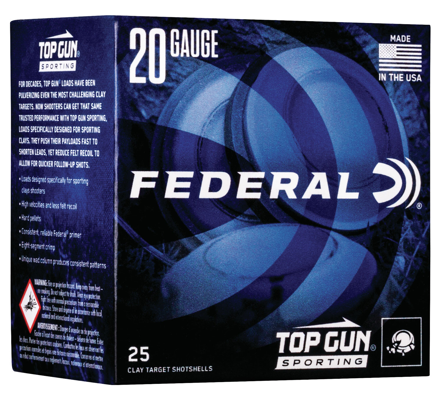 Federal Top Gun Sporting 2.75" 20 Gauge Ammo 7-1/2, 25/box - TGS22475 - Federal