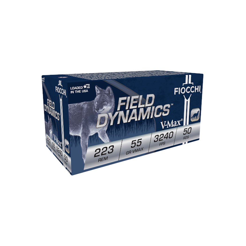 Fiocchi Field Dynamics .223 Rem 55 gr V-Max Polymer Tip Ammo, 50/box - 223HVC50 - Fiocchi